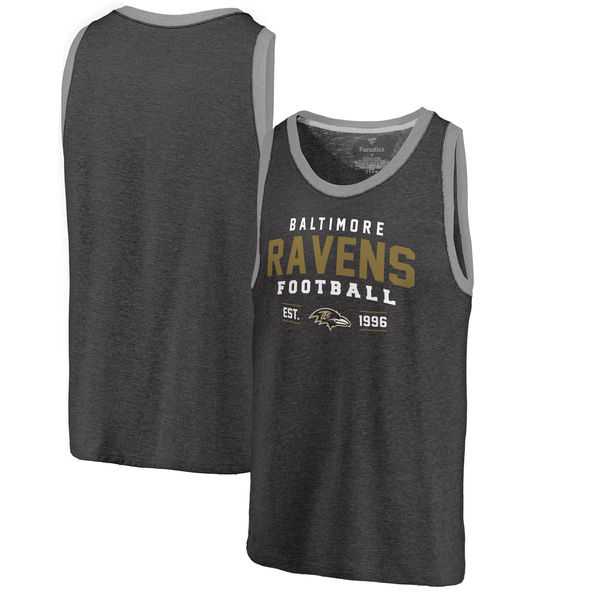 Baltimore Ravens Pro Line by Fanatics Branded Refresh Tri-Blend Ringer Tank Top - Black Gray,We sell and wholesale Baltimore Ravens Pro Line by Fanatics Branded Refresh Tri-Blend Ringer Tank Top - Black Gray on line form chian!